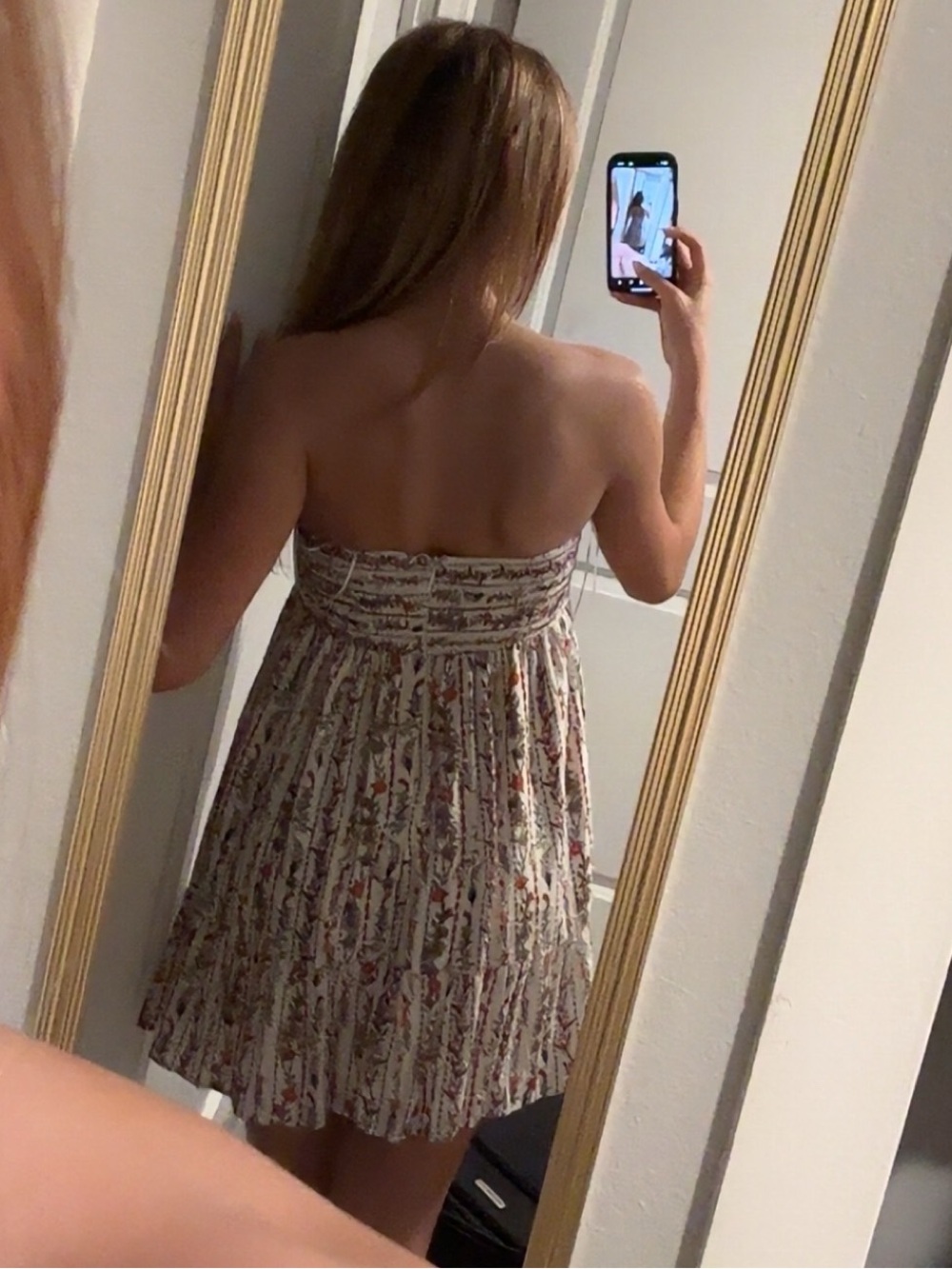 Strapless Floral Summer Dress - Cream - Picture 2 of 4